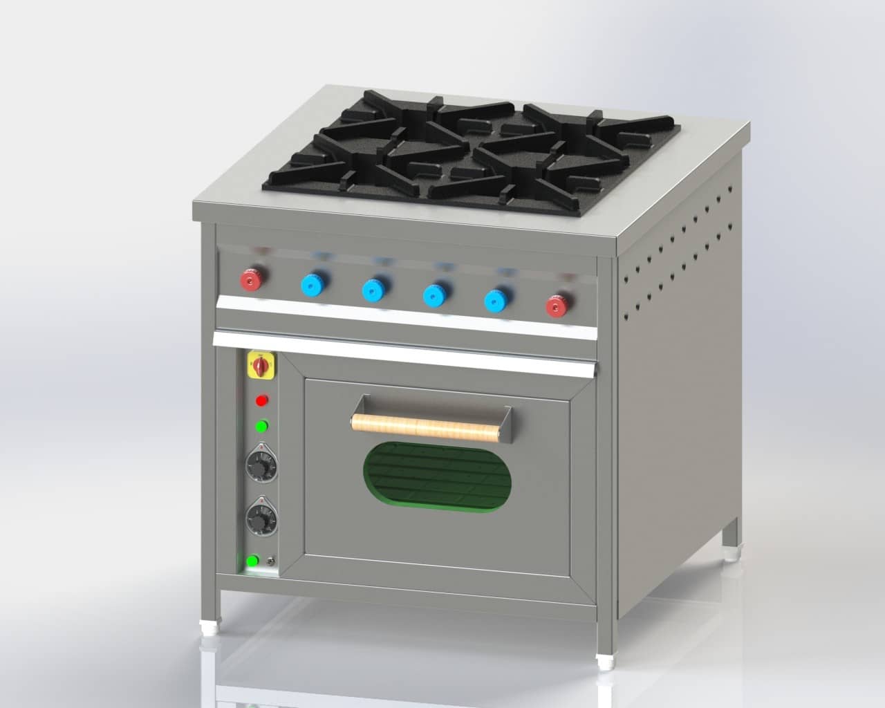 Four Burner with Below oven for cooking in commercial kitchen
