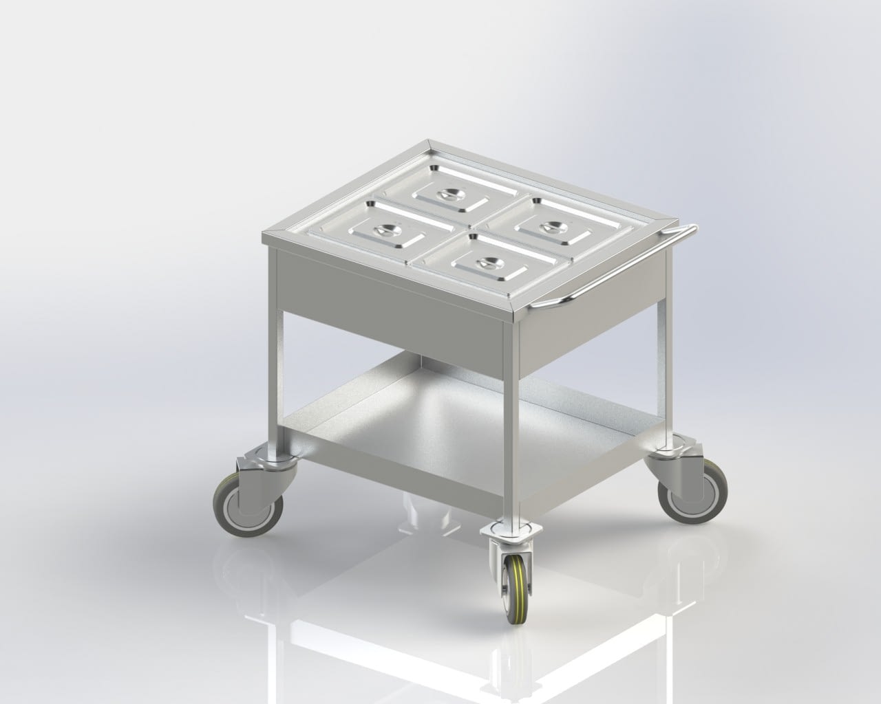 Food Service Trolley keeps food warm while serving.