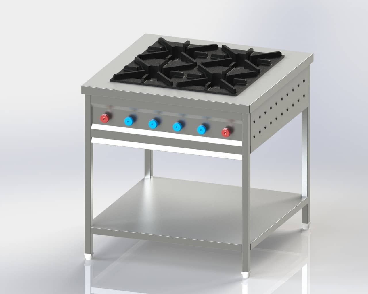 Four Burner without oven for cooking in commercial kitchen