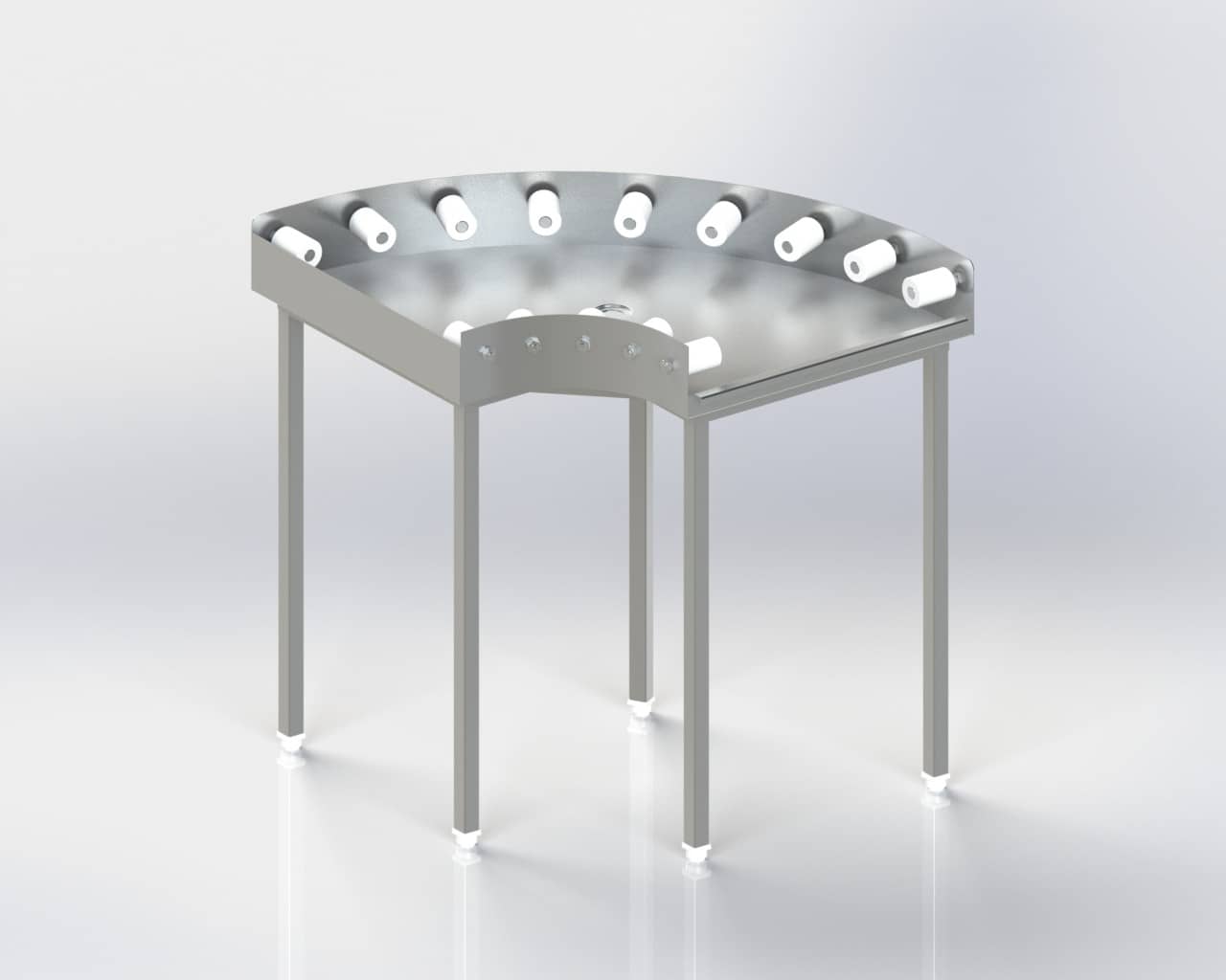 Dishwasher Inlet-Outlet Corner Roller Table