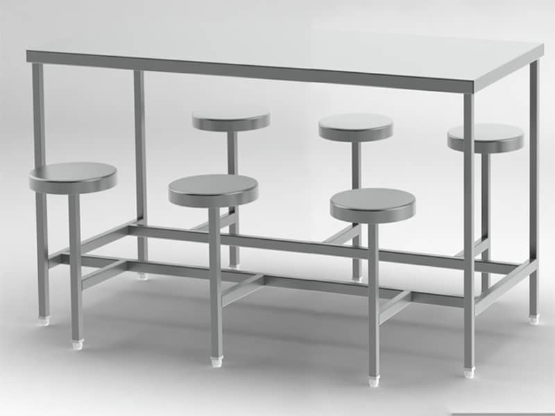 6-seater-canteen-table with fix stool